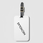 シックモダンな白い名パーソナライズされた前 ラゲッジタグ (正面縦)