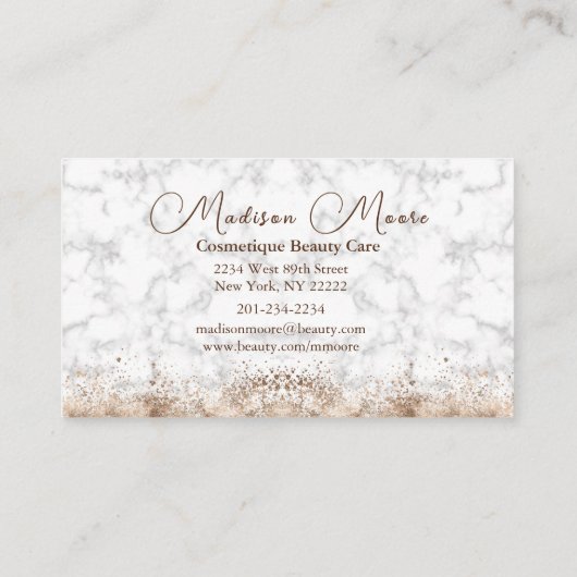 シックモダンな白と茶色の大理石 名刺 (裏面)