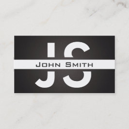 シックモダンな白モノグラム黒リネンの背景 名刺