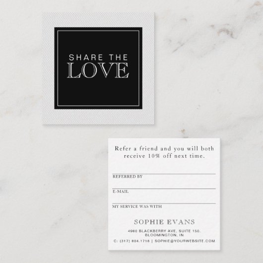 シックモダンな白黒のストライプ紹介カード スクエア名刺 (正面/裏面)