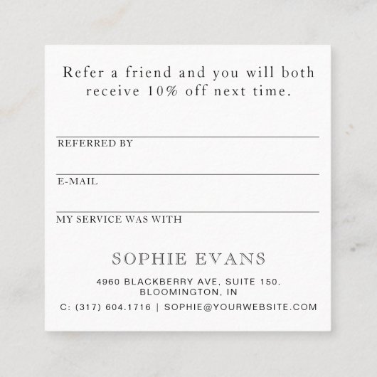 シックモダンな白黒のストライプ紹介カード スクエア名刺 (裏面)