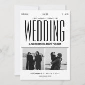 シックモダンな白黒結婚写真 招待状 (正面)