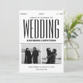 シックモダンな白黒結婚写真 招待状 (スタンド正面)