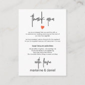 シックモダンな結婚週末の旅程と歓迎 エンクロージャーカード (裏面)