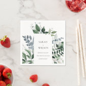 シックモダンな緑の葉の熱帯の結婚葉 スタンダードカクテルナプキン (インサイチュ)