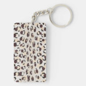 シックモダンな茶色のチータープリントパターンのモノグラム キーホルダー (裏面)