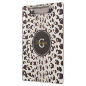 シックモダンな茶色のチータープリントパターンのモノグラム クリップボード (左)