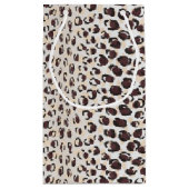 シックモダンな茶色のチータープリントパターンのモノグラム スモールペーパーバッグ (裏面)