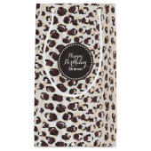 シックモダンな茶色のチータープリントパターンのモノグラム スモールペーパーバッグ (正面)