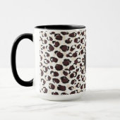 シックモダンな茶色のチータープリントパターンのモノグラム マグカップ (左)