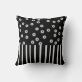 シックモダンな装飾の黒と白のドットとストライプドット クッション (裏面)