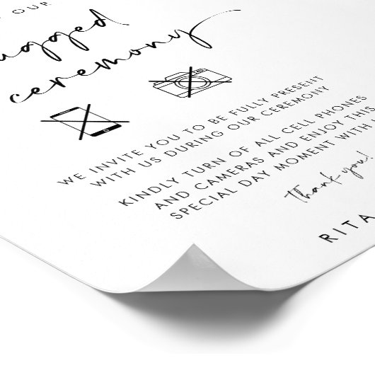 シックモダンな詰め結婚外し式のサイン ポスター (角)