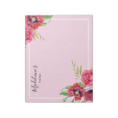 シックモダンな赤とピンクの花の赤面背景 ノートパッド (回転)