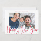 シックモダンな赤と白の年賀写真 シーズンカード (正面)