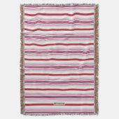 シックモダンな赤と紫のストライプ織物 スローブランケット (正面縦)