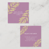 シックモダンな金ゴールドグリッター葉メイクアップ スクエア名刺 (正面/裏面)