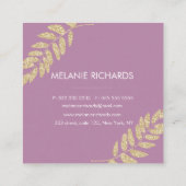 シックモダンな金ゴールドグリッター葉メイクアップ スクエア名刺 (裏面)