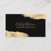 シックモダンな金ゴールドフォイルのブラシストロークのメイクモノグラム 名刺 (正面)