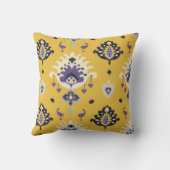 シックモダンな黄色の紫のイカットの部族柄 クッション (裏面)