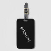 シックモダンな黒い名パーソナライズされた前 ラゲッジタグ (正面縦)
