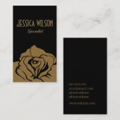 シックモダンな黒い黄金の花 名刺 (正面/裏面)