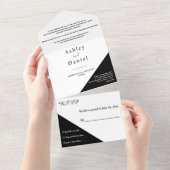 シックモダンな黒と白のエレガントな結婚式 オールインワン招待状 (貼ってはがせる)