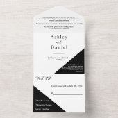 シックモダンな黒と白のエレガントな結婚式 オールインワン招待状 (内側)