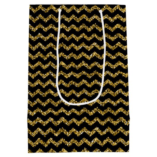 シックモダンな黒エレガントと金ゴールドのミディアムギフトb ミディアムペーパーバッグ (裏面)