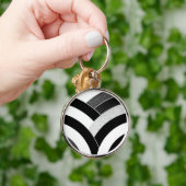 シックモダンな黒/白の曲線の山形 キーホルダー (手)