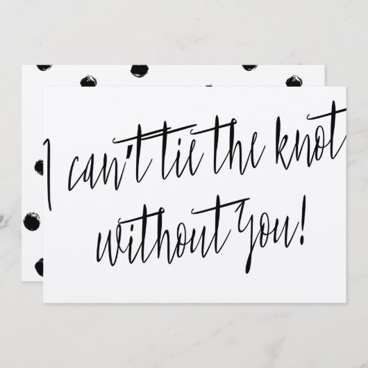 シックモダンな「お前なしでは結び目が出来ない」 招待状 (正面/裏面)