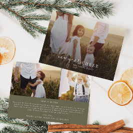 シックモダンな |グリーンフォトオーバーレイ新年のお知らせ シーズンカード