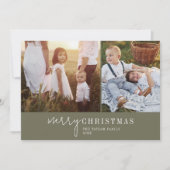 シックモダンな |グリーンフォトコラージュのクリスマスニュース シーズンカード (正面)