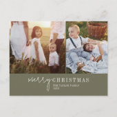 シックモダンな |グリーンフォトコラージュのクリスマスニュース シーズンポストカード (正面)
