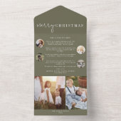 シックモダンな |グリーンメリークリスマスフォト数々のー オールインワン招待状 (内側)