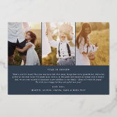 シックモダンな |ネイビーフォイル家族フォトコラージニュース 箔シーズンカード (裏面)