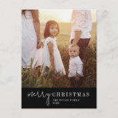 シックモダンな |ブラッククリスマスフォトイヤーのレビュー シーズンポストカード (正面)