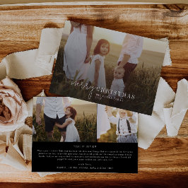 シックモダンな |ブラックフォトオーバーレイのクリスマスニュース シーズンカード