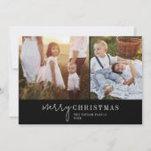 シックモダンな |ブラックフォトコラージュのクリスマスニュース シーズンカード (正面)