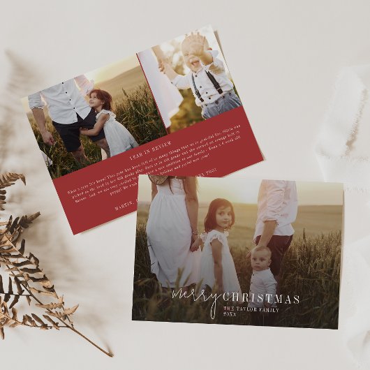 シックモダンな |レッドフォトオーバーレイクリスマスニュース シーズンカード