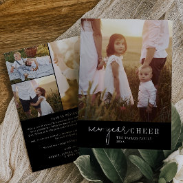 シックモダンな |写真年(Black New Year Photo Year in Review) シーズンカード