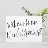 シックモダンな「私のメイド・オブ・オーナー(花嫁付き添い人)になってくれないか」 招待状 (スタンド正面)