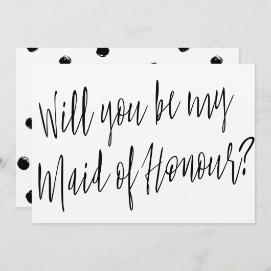 シックモダンな「私のメイド・オブ・オーナー(花嫁付き添い人)になってくれないか」 招待状 (正面/裏面)