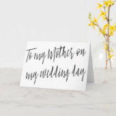 シックモダンな"私の結婚式の日に私の母に" カード (黄色い花)