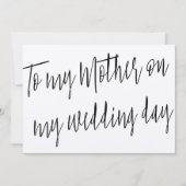 シックモダンな"私の結婚式の日に私の母に" カード (正面)