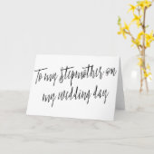 シックモダンな"私の結婚式の日に私の継母に" カード (黄色い花)