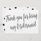 シックモダンな「私の花嫁のメイドになってくれてありがとう」 サンキューカード (正面/裏面)
