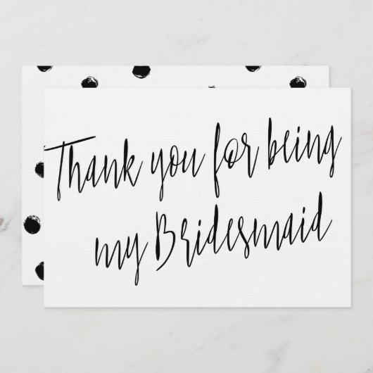 シックモダンな「私の花嫁のメイドになってくれてありがとう」 サンキューカード (正面/裏面)