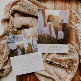 シックモダンな |金ゴールドのクリスマス写真年のレビュー シーズンカード