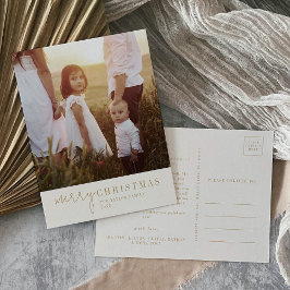 シックモダンな |金ゴールドのクリスマス写真年のレビュー シーズンポストカード