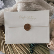 シックモダンな |金ゴールドファミリークリスマスカード封筒